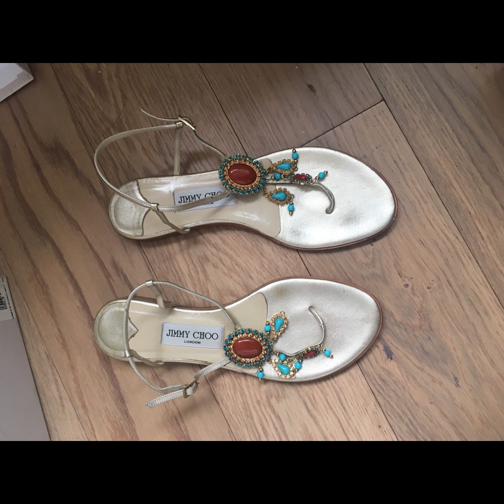 Jimmy Choo jeweled flat sandals